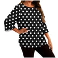 thumbnail image 1 of Htigea Womens Polka Dots T-Shirts 3/4 Sleeve Crewneck Shirts Casual Loose Fit Tees Plus Size Tunic Tops Black XL, 1 of 6