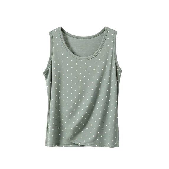 Htigea Womens Polka Dots Tank Tops Summer Sleeveless Crewneck T-Shirts Soft Comfy Casual Tanks Green XXXL