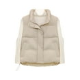 thumbnail image 1 of Htigea Womens Puffer Sleeveless Jackets Lightweight Stand Collar Vest Solid Zip Up Outerwear from Fall to Winter Beige XL, 1 of 3