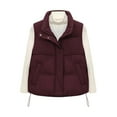 thumbnail image 1 of Htigea Womens Puffer Sleeveless Jackets Lightweight Stand Collar Vest Solid Zip Up Outerwear from Fall to Winter Wine M, 1 of 3
