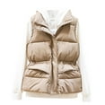 thumbnail image 1 of Htigea Womens Puffer Vest Solid Sleeveless Zip Up Stand Collar Jacket Lightweight Jackets Fall Winter Warm Coats with Pockets Khaki M, 1 of 5