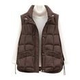 thumbnail image 1 of Htigea Womens Quilted Vest Lightweight Sleeveless Jacket with Pockets Stylish Zip Up Stand Collar Outerwear Coffee XXL, 1 of 9