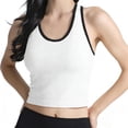 thumbnail image 1 of Htigea Womens Racerback Tank Top with Built in Bra Ribbed Sleeveless Crop Tee Slim Running Athletic Gym Shirts White S, 1 of 5