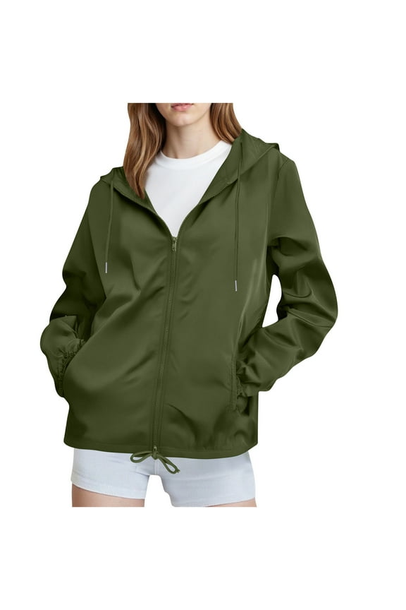 Womens Rain Jackets Waterproof Outdoor Hiking Athletic Jacket Lightweight Travel Windbreaker Outerwear with Hood and Pockets Army Green XXL