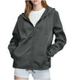 thumbnail image 1 of Htigea Womens Rain Jackets Waterproof Outdoor Hiking Athletic Jacket Lightweight Travel Windbreaker Outerwear with Hood and Pockets Dark Gray M, 1 of 9