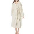 thumbnail image 1 of Htigea Womens Robes Soft Comfy Long Bathrobe Solid Color Loungewear Winter Warm Nightgown with Pocket Beige,Free Size, 1 of 5