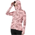 thumbnail image 1 of Htigea Womens Running Workout Sun Shirt UPF 50+ Long Sleeve Full Zip Up Hooded Jackets Lightweight UV Protection Summer Tops Pink XL, 1 of 7