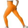 thumbnail image 1 of Htigea Womens Seamless Yoga Pants Stretchy High Waisted Butt Lifting Leggings Solid Running Workout Fitness Tights Basic Skinny Bottoms Orange，S, 1 of 3