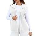 thumbnail image 1 of Htigea Womens Sherpa Fleece Vest Casual Sleeveless Outerwear Patchwork Zip Up Jacket Lightweight Warm Gilet with Pockets White S, 1 of 9