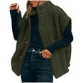 thumbnail image 1 of Htigea Womens Sherpa Fleece Vest Oversized Warm Button Down Vest Casual Sleeveless Jacket with Pockets Army Green XXL, 1 of 9
