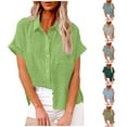 thumbnail image 1 of Htigea Womens Short Sleeve Casual Button Down Shirts Summer Soft Fashion Cotton Blouses Tops with Pocket Gray,S, 1 of 6