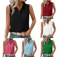 thumbnail image 1 of Htigea Womens Short Sleeve Shirts V Neck Collared Button Down Shirt Tops with Pockets Red,L, 1 of 6