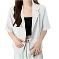thumbnail image 1 of Htigea Womens Short Sleeve Suit Blazers Dressy Lapel Business Cardigans Casual Lightweight Outfit White,XXL, 1 of 2