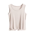 thumbnail image 1 of Htigea Womens Short Tank Tops Plus Size Sleeveless Crew Neck Blouses Soft Comfy Summer Basic Tee Shirts Beige XXXL, 1 of 5