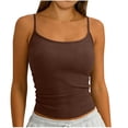 thumbnail image 1 of Htigea Womens Spaghetti Straps Tank Tops Summer Sleeveless Camisole Solid Color Slim Going Out Tanks Brown XL, 1 of 5