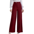 thumbnail image 1 of Htigea Womens Straight Leg Dress Pants High Waisted Button Pleated Business Trousers Solid Color Office Work Commute Pant Red S, 1 of 8