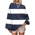 thumbnail image 1 of Htigea Womens Striped Oversized Sweatshirts Casual Long Sleeve Crewneck Pullover Trendy Color Block Tops Fall Outfits 2026 Navy M, 1 of 5