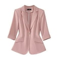 thumbnail image 1 of Htigea Womens Suit Jackets 3/4 Sleeve Collared Blazer Button Front Comfy Cardigan Solid Color Dressy Coat Pink,S, 1 of 5