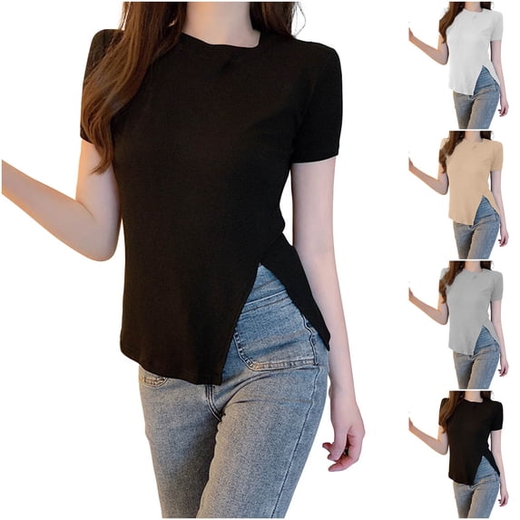 Htigea Womens Summer 2025 V Neck Casual Tunic Tops Spring Fashion Basic Trendy Outfits Gray,2XL