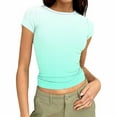 thumbnail image 1 of Htigea Womens Summer T Shirts Ribbed Knit Slim Fit Crop Tops Short Sleeve Tee Lightweight Gym Workout T-Shirt Mint Green S, 1 of 6
