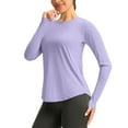 thumbnail image 1 of Htigea Womens Sun Hooded Shirts Rash Guard Long Sleeve Tops Summer UV Protection Outdoor Tennis Athletic Shirts with Thumb Hole Z_Purple,L, 1 of 9