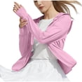 thumbnail image 1 of Htigea Womens Sun Protection Hoodie Lightweight Long Sleeve Jacket Zip Up Hooded Coat Breathable Hiking Outdoor Tops Pink M, 1 of 8