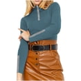 thumbnail image 1 of Htigea Womens Sweaters Ribbed Knit Long Sleeve Mock Neck Tops Rhinestone Trim Base Layer Pullovers Blue M, 1 of 6