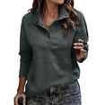 thumbnail image 1 of Htigea Womens Sweatshirt with Pocket Casual Long Sleeve Lightweight Sweatshirts Button Loose Pullover Tops Dark Gray L, 1 of 6
