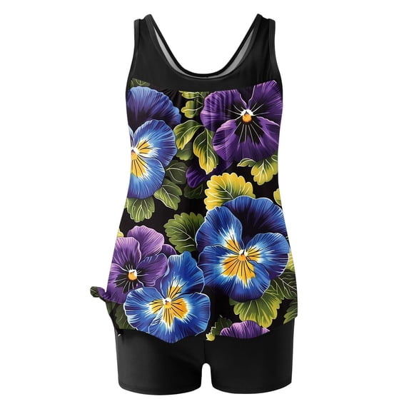 Htigea Womens Tankini Swimsuits 2 Piece Summer Sleeveless Tank Tops & Boy Shorts Swim Suits Trendy Hawaiian Beach Vacation Swimwear Multicolor,S