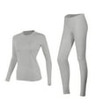thumbnail image 1 of Htigea Womens Thermal Underwear Long Johns Winter Base Layer Set for Women Solid Crewneck Tops & Slim Fit Pants 2 Pieces Gray S, 1 of 3