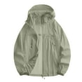 thumbnail image 1 of Htigea Womens UPF 50+ Jacket Lightweight Waterproof Thin Coat with Zipper Pockets Outdoor Sun Protection Hooded Jackets Army Green M, 1 of 5