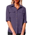 thumbnail image 1 of Htigea Womens UPF 50+ Sun Protection Shirt Long Sleeve Button Down Shirts Quick Dry Outdoor Fishing Hiking Blouse Tops Purple XXL, 1 of 8