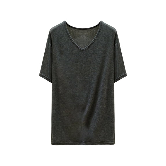 Htigea Womens V Neck T Shirts Soft Short Sleeve Tops Casual Loose Fit Summer Basic Tees Gray XXXXL