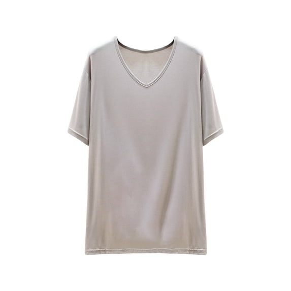 Htigea Womens V Neck T Shirts Soft Short Sleeve Tops Casual Loose Fit Summer Basic Tees Silver XL
