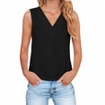 thumbnail image 1 of Htigea Womens V-Neck Tank Tops Cotton Linen Sleeveless Blouses Summer Dressy Casual Tanks Black S, 1 of 8