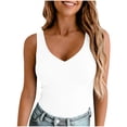 thumbnail image 1 of Htigea Womens V-Neck Tank Tops Sleeveless Fitted Base Layer Shirts Summer Wear White L, 1 of 8
