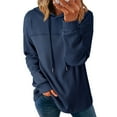 thumbnail image 1 of Htigea Womens Waffle Hoodies Drawstring Hooded Long Sleeve Pullover Fall Sweatshirt Tops Navy S, 1 of 5