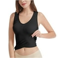 thumbnail image 1 of Htigea Womens Wide Strap Tank Tops Cotton Sleeveless Tummy Control Shapewear with Built in Bra Tunic Seamless Slim Camisole Tanks Today Sales Black,2XL, 1 of 3
