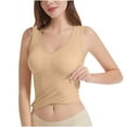 thumbnail image 1 of Htigea Womens Wide Strap Tank Tops Cotton Sleeveless Tummy Control Shapewear with Built in Bra Tunic Seamless Slim Camisole Tanks Today Sales Beige,S, 1 of 3