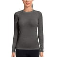 thumbnail image 1 of Htigea Womens Workout Shirts Long Sleeve Yoga Tops Casual Crewneck Pullover Lightweight Running Athletic Everyday Shirt Gray XS, 1 of 6