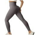 thumbnail image 1 of Htigea Womens Yoga Pants Seamless High Waisted Butt Lifting Tights Stretchy Gym Running Workout Leggings Solid Skinny Fitness Bottoms ZA Dark Gray,L, 1 of 3