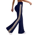 thumbnail image 1 of Htigea Womens Yoga Workout Pants High Waist Tummy Control Bootcut Leggings Side Striped Slim Fit Flared Pant Navy L, 1 of 9