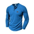 thumbnail image 1 of Dagegui Workout T-Shirts for Men Waffle Long Sleeve Henley Shirt Button Down Pullover Slim Fitness Muscle Tops Blue S, 1 of 8