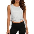 thumbnail image 1 of Htigea Workout Yoga Tank Tops for Women Sleeveless Side Tie Cropped Tanks Breathable Summer Athletic Shirts Gray Free Size, 1 of 8
