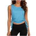 thumbnail image 1 of Htigea Workout Yoga Tank Tops for Women Sleeveless Side Tie Cropped Tanks Breathable Summer Athletic Shirts Light Blue Free Size, 1 of 8