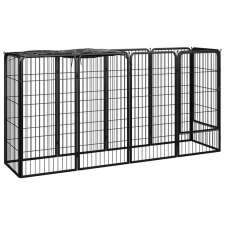 Htovila 10-Panel Dog Playpen Black 19.7"x39.4" Powder-coated Steel