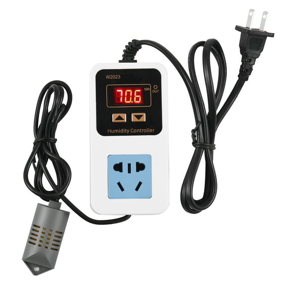 Htovila 110- 10A 1500W Electronic Humidity Controller Intelligent Digital Display Humidity Control Switch with Sensor Wall Mounted Humidification Dehumidification Control Switch Outlet