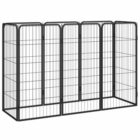 Htovila 8-Panel Dog Playpen Black 19.7"x39.4" Powder-coated Steel