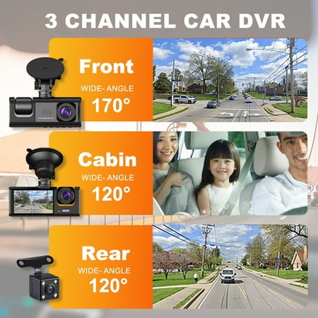 Htovila Dash Cam Front and Rear Inside 3 Cameras 1080P+720P+480p Car Rearview Mirror Car Video Recording Camcorder Night Vision Car Camera Recorder Auto Safety Driving Recorder