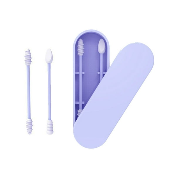 Htovila Ear spoon,Reusable Portable Cleanable Ear Q-tip Friction Stick Reusable Portable Ear Makeup Silicone Portable Cleanable Ear Cotton Swabs Cleanable Ear Q-tip 2Pcs Reusable Cotton QINQUAN